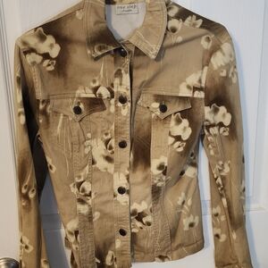 Floral Tan Jean Jacket